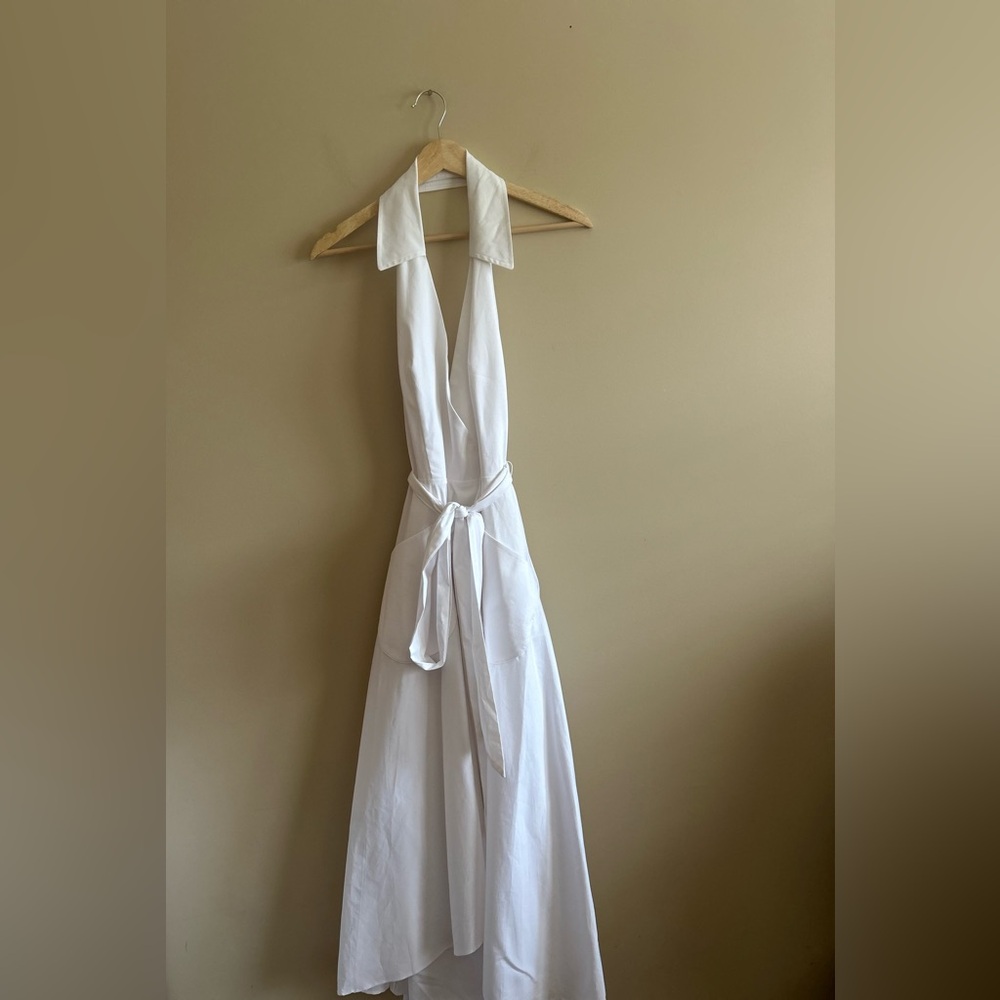 MILLY | Elegant White Halter Dress, Collared, Hi-Low, Fashion Week 2016, Size 6 - Picture 5 of 12